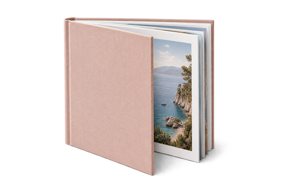 Blush cloth-bound custom photo book